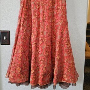 Nic + Zoe Women's Skirt, Size 6, Brown, Orange, Coral, Layered